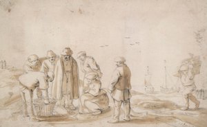Sprzedawcy ryb na plaży? autorstwa Esaias van de Velde
