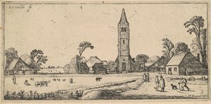 Krajobraz z łąką i wiejskim kościołem autorstwa Esaias van de Velde I