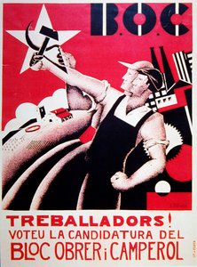 Plakat wyborczy Bloc Obrer i Camperol (BLOC) c.1935