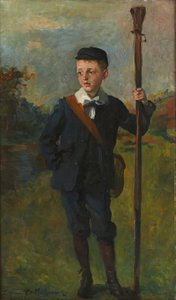 Młody wędkarz (olej na płótnie)