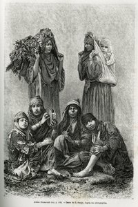 Arabowie Ghawarineh, koczownicy z basenu Morza Martwego. Grawer autorstwa E.Ronjata, aby zilustrować historię dzisiejszej Syrii, autorstwa M.Lorteta, dziekana Wydziału Lekarskiego w Lyonie, któremu Ministerstwo Edukacji Publicznej powierza misję naukową, o autorstwa Etienne Antoine Eugene Ronjat