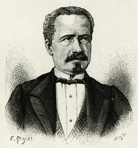 Portret prezydenta Ekwadoru z lat 1875-1876, Don Antonio Borrero. Grawer E.Ronjata, po zdjęciu, ilustrujący historię „The Equinoxiale America”” autorstwa Etienne Antoine Eugene Ronjat