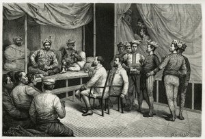 Przyjęcie podróżnych w pałacu sułtana Soulou (lub Sulu) (archipelag Filipin), Mohammed Yamalul Alam. Grawer autorstwa E.Ronjata, aby zilustrować historię „”Podróż na Filipiny””
