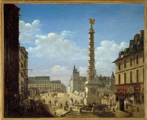 Plac i fontanna Obraz Chatelet autorstwa Etienne Bouhot (1780-1862) 1810 Nd. 0,81x0,99 m Paryż, Muzeum Carnavalet autorstwa Etienne Bouhot