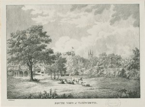 Tamworth - Daleki widok z południa: litografia, bd [1796-1865]