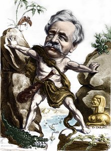 Ferdinand de Lesseps (1805-1894), francuski dyplomata i administrator na Kanale Sueskim. Karykatura Carjata.