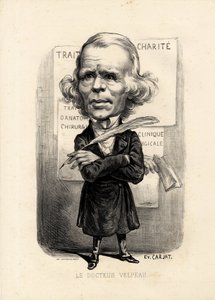 feuille volante - Ilustracja Etienne Carjat (1826-1906): Medycyna, medycyna, sante, Charite, anatomia, ekspozycja plakatów - chirurg, Velpeau Alfred (1795-1867) autorstwa Etienne Carjat