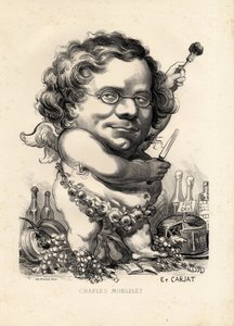 latający liść - Ilustracja Etienne Carjat (1826-1906): Obeite, Foie gras - Monselet Charles (1825-1888) autorstwa Etienne Carjat