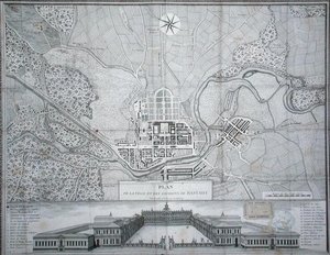Mapa miasta Rastadt, okolic i zamku (rycina) autorstwa Etienne Claude Voysard