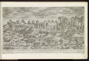 Palatijn te Rome Bouwwerken uit de oudheid (tytuł serii) Ślady starożytnego Rzymu zebrane i sfotografowane w perspektywie przez Stefano Du Perac Parisino (tytuł serii na obiekcie) autorstwa Etienne Duperac