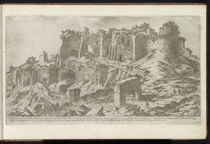 Palatijn te Rome Bouwwerken uit de oudheid (tytuł serii) Ślady starożytnego Rzymu zebrane i sfotografowane w perspektywie przez Stefano Du Perac Parisino (tytuł serii na obiekcie) autorstwa Etienne Duperac