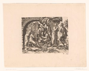 Bajka o satyrze i chłopie, który dmucha w swoją zupę i w jego ręce autorstwa Etienne Dupérac (attributed to)