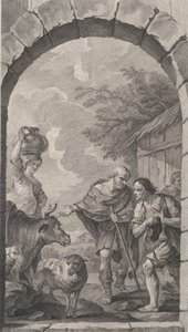 Kaplica podrzutków w Paryżu: Grupa pasterzy przed chatą, 1757.