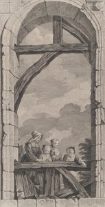 Kaplica podrzutków w Paryżu: Zakonnica i małe dziewczynki pilnujące crec..., 1756.