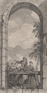 Kaplica podrzutków w Paryżu: Zakonnice i chłopcy patrzące na szopkę,..., 1757.
