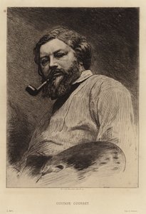 Gustave Courbet, francuski malarz nurtu realistycznego. Akwaforta autorstwa Etienne Gabriel Bocourt