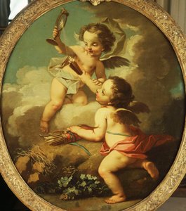Alegoria miłości - Putti dysportujący w krajobrazie,