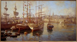 Pomarańczowe balanse. (Widok na port w Marsylii). Obraz Etienne Martina (1858-1945) autorstwa Etienne Philippe Martin