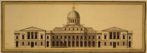 Projekt dla Kapitolu USA, 1793 (tusz, wash i akwarela na papierze) autorstwa Etienne Sulpice Hallet