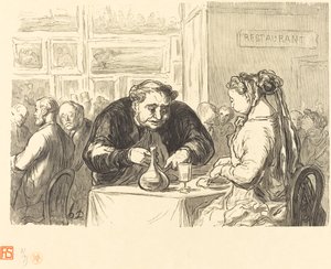 W bufecie Wystawy Sztuk Pięknych autorstwa Etienne after Honoré Daumier