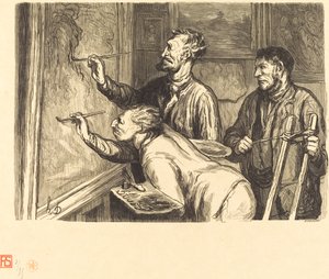 1868 Wystawa Malarstwa - Ostatnie pociągnięcie pędzla autorstwa Etienne after Honoré Daumier