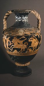 Amfora Malarza Centauromachii. Ceramika czerwonofigurowa z Porano (Umbria). Cywilizacja etruska. IV wiek p.n.e. autorstwa Etruscan