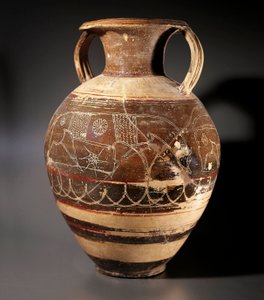 Sztuka etruska: amfora decoree autorstwa malarza Cappi autorstwa Etruscan