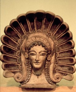 Oprawa w etruskiej świątyni w Veii, VI wpne (ceramika polichromowana) autorstwa Etruscan