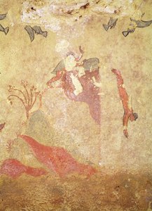 Skała i nurkowie, z Grobowca Myślistwa i Rybołówstwa, ok. 520-10 p.n.e. (malowidło ścienne) autorstwa Etruscan