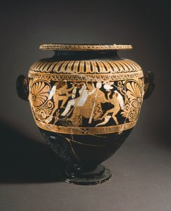 Stamnos (naczynie do przechowywania płynów). Ceramika czerwonofigurowa z Porano (Umbria). Cywilizacja etruska, IV wiek p.n.e. autorstwa Etruscan