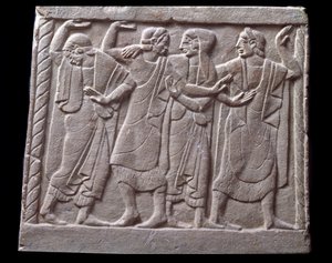 Scena taneczna, płaskorzeźba z marmurowego nagrobka autorstwa Etruscan Etruscan