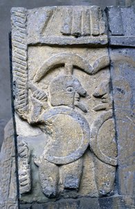 Etruski wojownik na sarkofagu Muzeum Narodowego Tarquinia. autorstwa Etruscan Etruscan