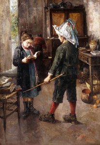 Lekcja (olej na płótnie) autorstwa Ettore Scognamiglio