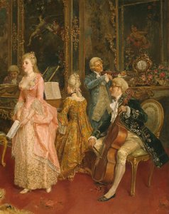 Koncert w czasach Mozarta, 1853 r. (detal) autorstwa Ettore Simonetti