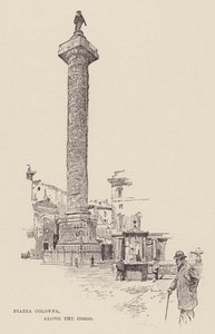 Piazza Colonna, wzdłuż Corso (rycina) autorstwa Ettore Tito