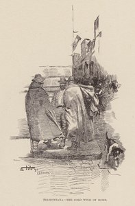 Tramontana, Zimny wiatr w Rzymie (rycina) autorstwa Ettore Tito