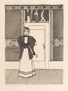 Wnętrze z młodą kobietą w stroju spaceru, 1895. autorstwa Eugen Kirchner