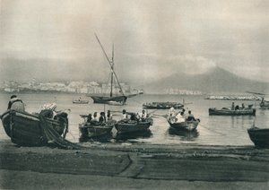 Rybacy wypływający w morze, Neapol, Włochy, 1927 autorstwa Eugen Poppel