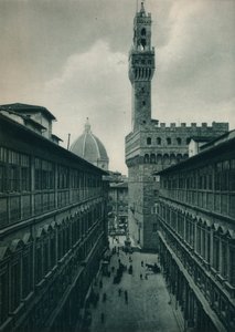 Palazzo Vecchio z Galerii Uffizi, Florencja, Włochy, 1927 autorstwa Eugen Poppel