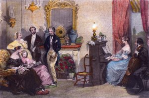 Koncert rodzinny, Scena z Lata w Paryżu Julesa Janina, reż. Eugene Lami autorstwa Eugene Louis Lami