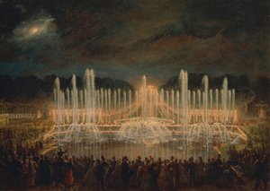Francja, Wersal, Nokturn w Wersalu (Les grandes eaux a Versailles) autorstwa Eugene Louis Lami