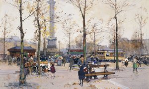 Place de la Bastille, Paryż autorstwa Eugene Galien-Laloue