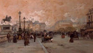 Paryska scena uliczna autorstwa Eugene Galien-Laloue