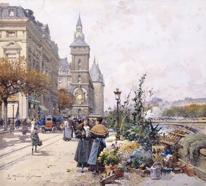 Quai aux Fleurs i Hotel autorstwa Eugene Galien-Laloue
