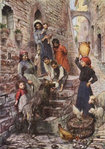 Wilk z Gubbio po nawróceniu (kolorowa litografia) autorstwa Eugene (after) Burnand