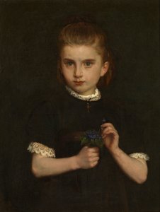 Menina segurando violetas (óleo sobre tela) polonês autorstwa Eugene (attr. to) Siberdt