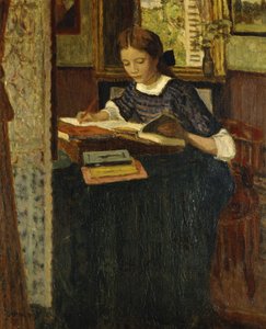 Pisanie dziewczyn; Młoda dziewczyna pisząca autorstwa Eugene Antoine Durenne