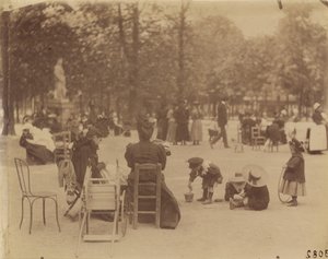 Kobiety i dzieci w Ogrodzie Luksemburskim autorstwa Eugène Atget