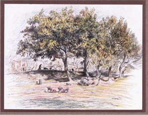 Brat Juniper odcina łapę świni, by oddać ją choremu, 1919 autorstwa Eugene Burnand
