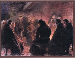 Św. Franciszek i bracia dyskurs Boga, 1919 autorstwa Eugene Burnand